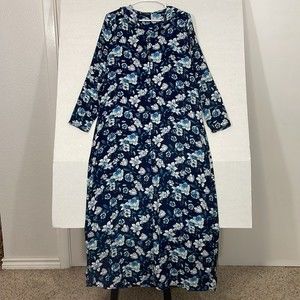 Maxi Swim Cover Up Hoodie, Semi Sheer Maxi Dress, Floral Blue & White, L